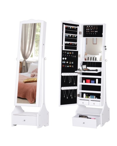  LED Portagioie Armadio per Gioielli con Specchio con Base a Cassettiera cassetto Organizzatore Gioielli e Accessori 45x36x150 c