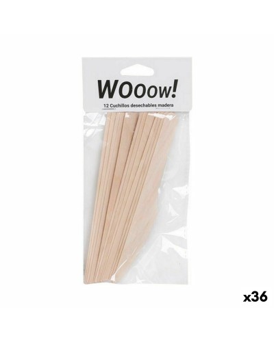 Messen Set Wegwerp Hout 12 Onderdelen 16,5 x 2,2 x 1,8 cm (36 Stuks)