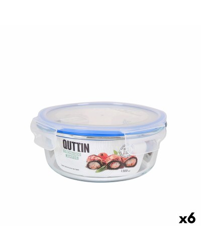 Boîte à Déjeuner Ronde Quttin 1,3 L (Lot de 6) - Hermétique et Anti-Fuite
