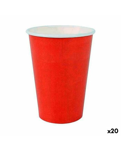 Bicchieri Monouso Algon Cartone Rosso, 20 Pezzi da 220 ml
