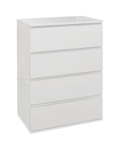 4-Drawer Wooden Chest, Modern and Multipurpose Bedroom Dresser, 55x33x80 cm, White