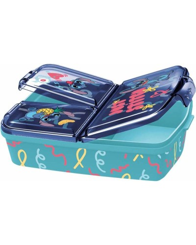 Contenedor con Compartimentos Stitch Palms en Polipropileno, Azul | Dimensiones: 19x14x7 cm y 19,5x16,5x6,7 cm

