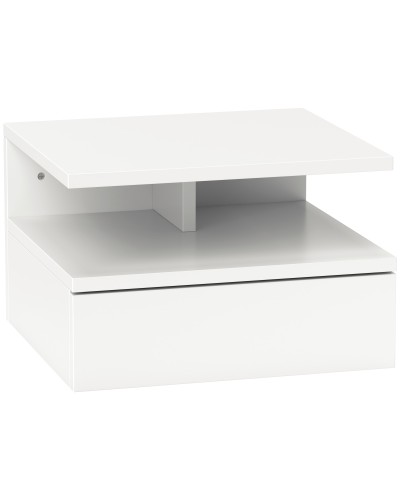 Floating Bedside Table with Drawer and Shelf, 35x32x22.5cm, White