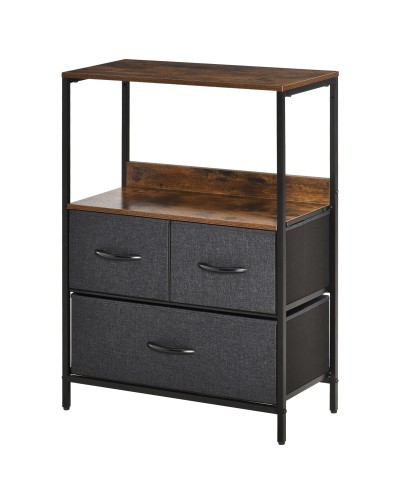  Mobile Cassettiera Multiuso con 3 Cassetti Pieghevoli in Tessuto, Arredamento Soggiorno e Camera, 58x29x81.5cm, Grigio Scuro