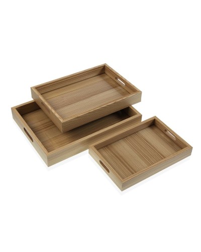 Ensemble de 3 Plateaux Rectangulaires Versa en Bois MDF (30 x 5,5 x 40 cm), Parfaits pour Servir ou Décorer.
