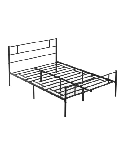  Struttura Letto Una Piazza e Mezza in Acciaio 140x200cm con Doghe, Testiera e Pediera