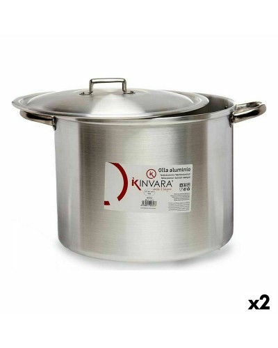 Gryta med lock Silvrig Aluminium 44 x 30 x 35 cm (2 antal)