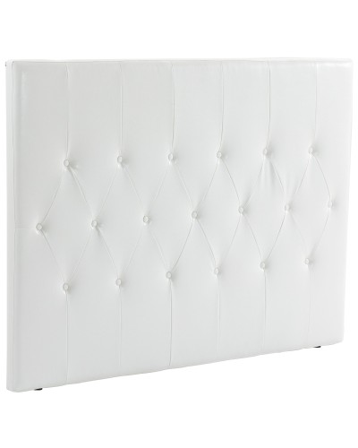  Testiera Letto Matrimoniale Imbottita con Design a Bottoni, in Pelle PU e MDF, 160x7x120 cm, Bianco