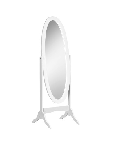  Specchio da Terra Ovale a Figura Intera con Inclinazione Regolabile, 47.5x45.5x154.5cm, Bianco