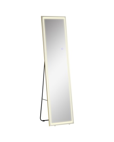Floor and Wall Mirror with Adjustable LED Light and Remote Control, 40x37x156.5cm