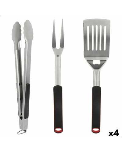 Grillivälinesetti Aktive 3 Kappaletta Grilli Ruostumaton teräs 9 x 41 x 5 cm (4 osaa)