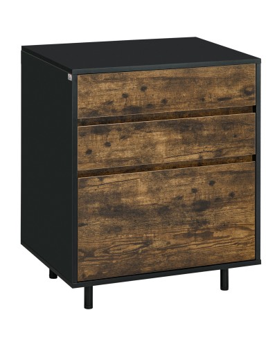  Cassettiera con 3 Cassetti in Truciolato dallo Stile rustico, 60x45x75cm, Marrone e nero