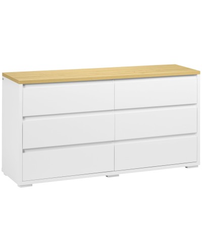 Modern 6-Drawer Chest of Drawers in Particleboard for Bedroom and Entrance, 140x37x75cm