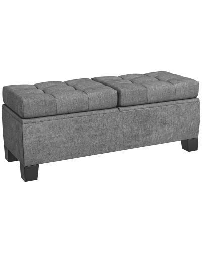 Upholstered Fabric Ottoman Bench with Quilted Padding, 116x41x47cm, Grey