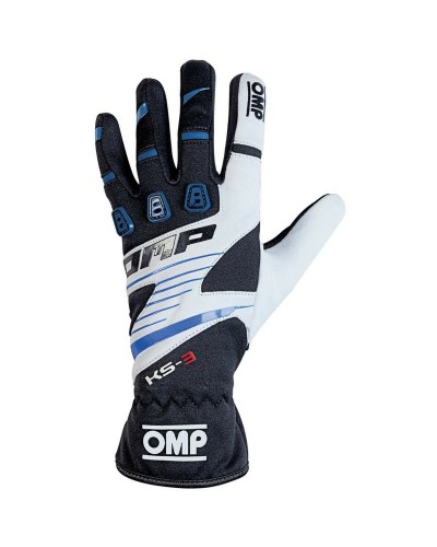 OMP KS-3 Kart-Handschuhe Kinder Blau/Weiß/Schwarz - Größe 4 - Optimaler Grip

