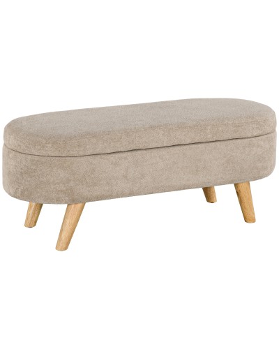 Upholstered Bed Bench with Hidden Storage, Wood and Polyester, 110x40x43 cm, Beige