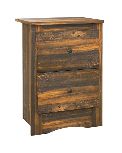  Comodino con 2 Cassetti dallo stile Rustico in Legno, 40x30x56 cm, Marrone