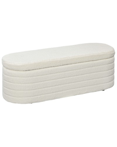 Teddy Fabric Bed Bench with Storage Ottoman for Entryway and Bedroom, 116x41x40.5cm, Cream