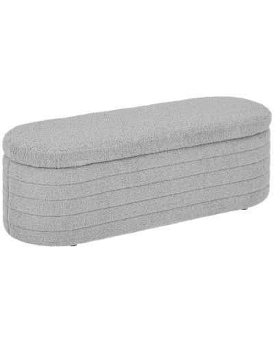 Teddy Fabric Bed End Bench with Storage, 116x41x40.5cm, Light Grey