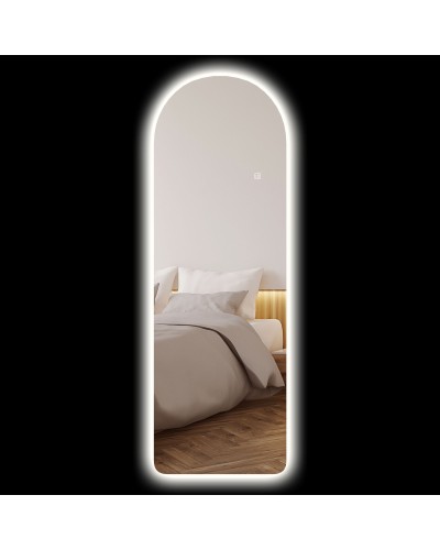 Specchio da Parete ad Arco con Illuminazione LED Regolabile e Controllo Touch, in Vetro Temperato, 40x3x120 cm