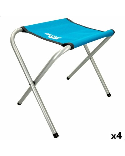 Aktive Sgabello Pieghevole Azzurro - Set 4pz - Campeggio/Giardino 30x37x40cm
