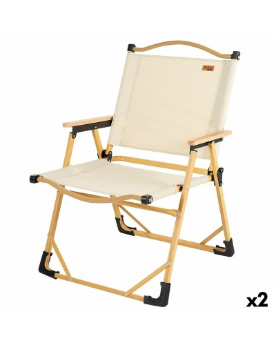 Hopfällbar campingstol Aktive Sabana Jord 47 x 77 x 51 cm (2 antal)