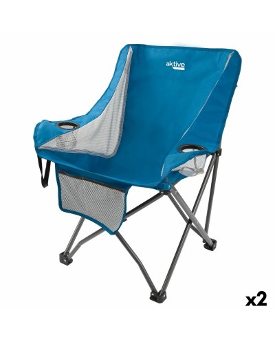 Silla de Camping Plegable Aktive Azul - Set 2 Unidades - 48x86x50cm
