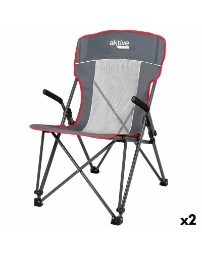 Aktive Grey Folding Camping Chair - 2 Unit Set - 59x97x68 cm
