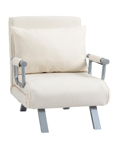 2-in-1 Convertible Sofa Bed Chair with 5-Position Adjustable Backrest, 65×69×82cm, Beige