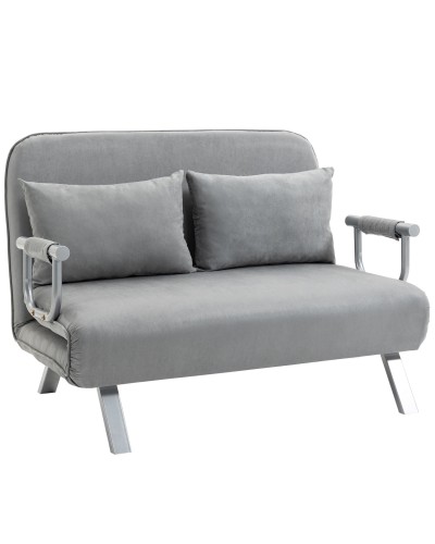Faux Leather Single Sofa Bed with 5-Position Adjustable Backrest, 105x80x78 cm, Light Grey