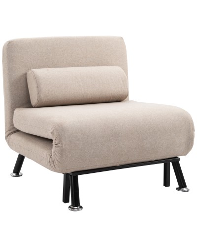  Poltrona Letto Singolo, Poltrona con Materasso e Cuscino Imbottito Sfoderabili - Schienale Regolabile 90-180° e Telaio in Metal