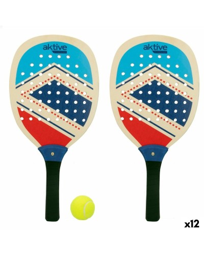 Aktive - Set 12 Palette de Plage + Balle - Bleu/Rouge - Jeu de Plage Été
