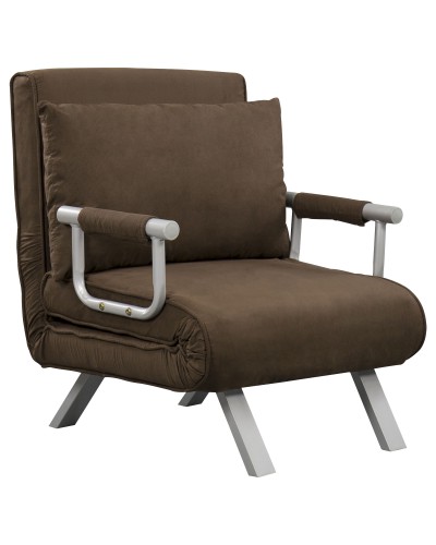 Modern 2-in-1 Sleeper Chair with 5-Position Reclining Backrest and Pillow, 65x69x80cm, Brown