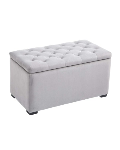 Pearl Grey Velvet Storage Bench 3-Piece Set with 2 Ottoman Stools
