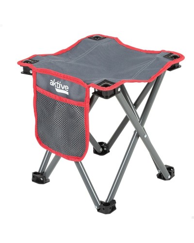 Aktive Sgabello Pieghevole Campeggio Grigio 30cm (4 Unità) - Portatile
