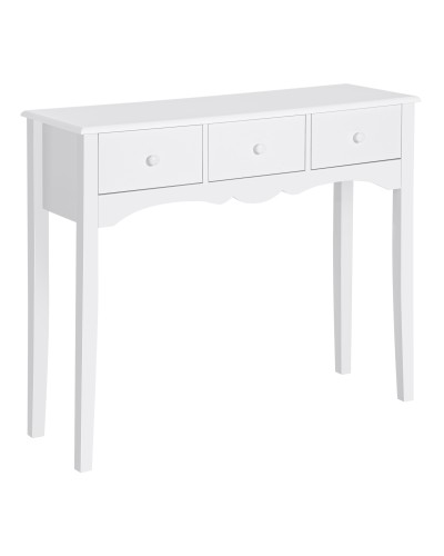  Tavolo Consolle Moderno da Ingresso in MDF con 3 Cassetti, 100x32x85 cm, Bianco