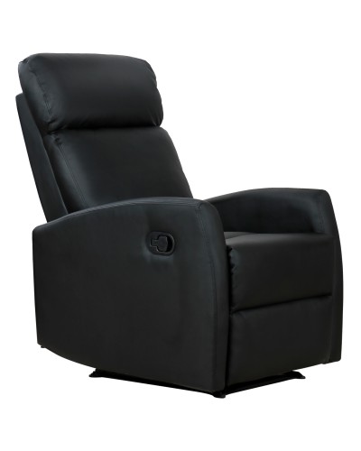 PU Leather Recliner Relaxing Armchair, Adjustable and Ergonomic, Padded, for Home and Office, 65x92x100 cm, Black