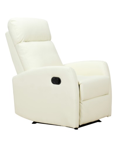  Poltrona Relax Reclinabile 165° con Poggiapiedi Regolabile Ergonomica in pelle PU, 65 × 92 × 100cm Crema