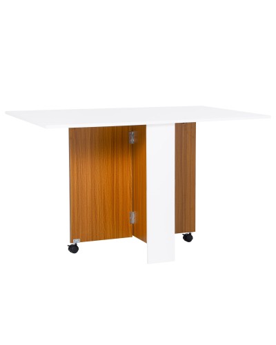 Extendable Dining Table, Modern Design, Space-Saving Folding Table with Wheels 120 × 80 × 73cm