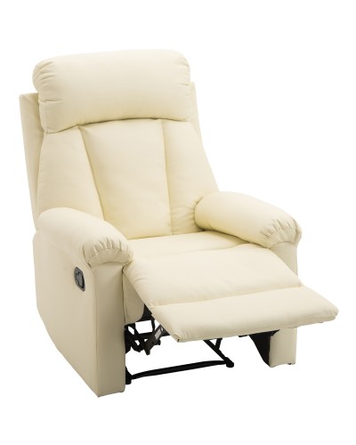 Ergonomic Padded Recliner Relaxing Armchair with Footrest PU Leather 80 x 97 x 107cm Cream