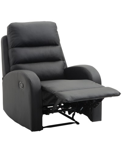 Reclining Relax Chair with Padded Seat and Footrest, for Home and Office, PU Leather, 80x91x102 cm, Black