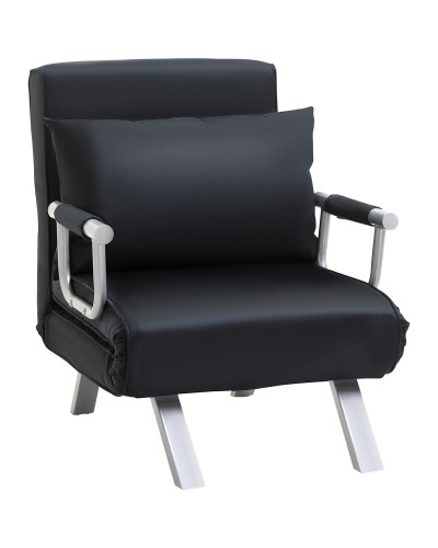 Modern 2-in-1 Sleeper Chair with 5-Position Adjustable Backrest and Pillow, 65x69x80 cm, Black