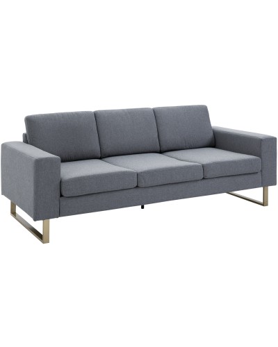 3-Seater Relaxing Living Room Sofa with Cushions 200 × 82 × 78cm Linen Fabric Grey