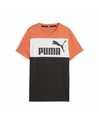 Puma Ess Block: Kurzarm T-Shirt für Kinder Schwarz Orange - Sport & Freizeit

