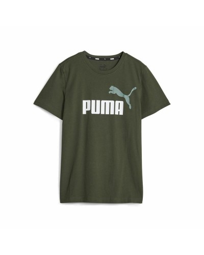Puma Ess+ T-shirt Enfant Vert Foncé Logo 2 Col - Coton Sport
