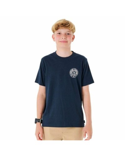 Rip Curl Stapler T-Shirt Manches Courtes Enfant Bleu Marine - Coton Bio
