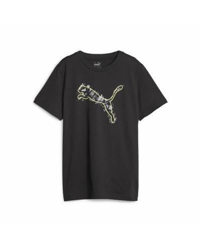Puma Active Sports Graphic - Black Boy's T-Shirt - Short Sleeve Breathable
