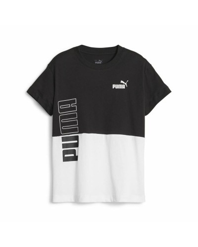 PUMA Power Camiseta Niño Bloques de Color Blanco Negro - Manga Corta Deportiva
