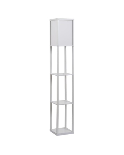  Lampada da Terra con 3 Mensole Integrate, Attacco E27 Potenza 40W, Arredamento Moderno in MDF, 26x26x160cm, Bianco