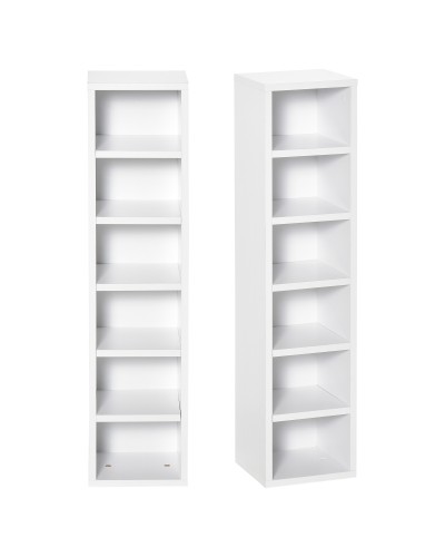 CD Shelf Bookcase 2 Piece Set 12 Tier Wooden Rack, 21x19.2x88.3 cm, White